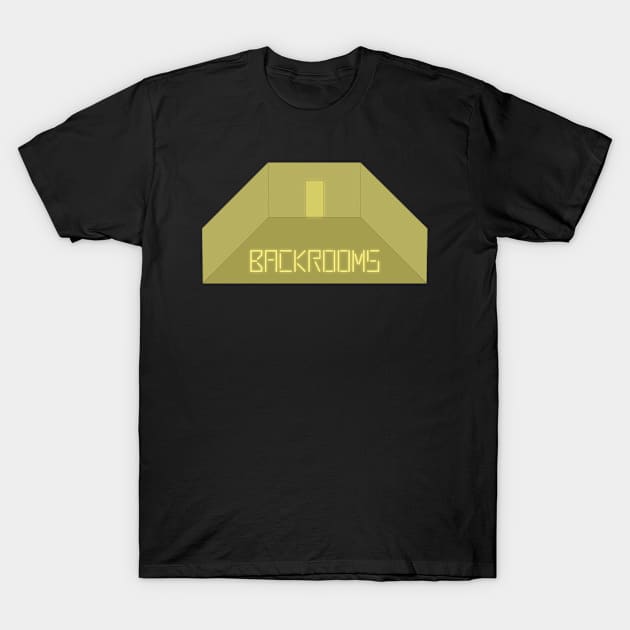 Backrooms (Liminal Space, empty room, walls and door) (greenish-yellow) T-Shirt by kadaga